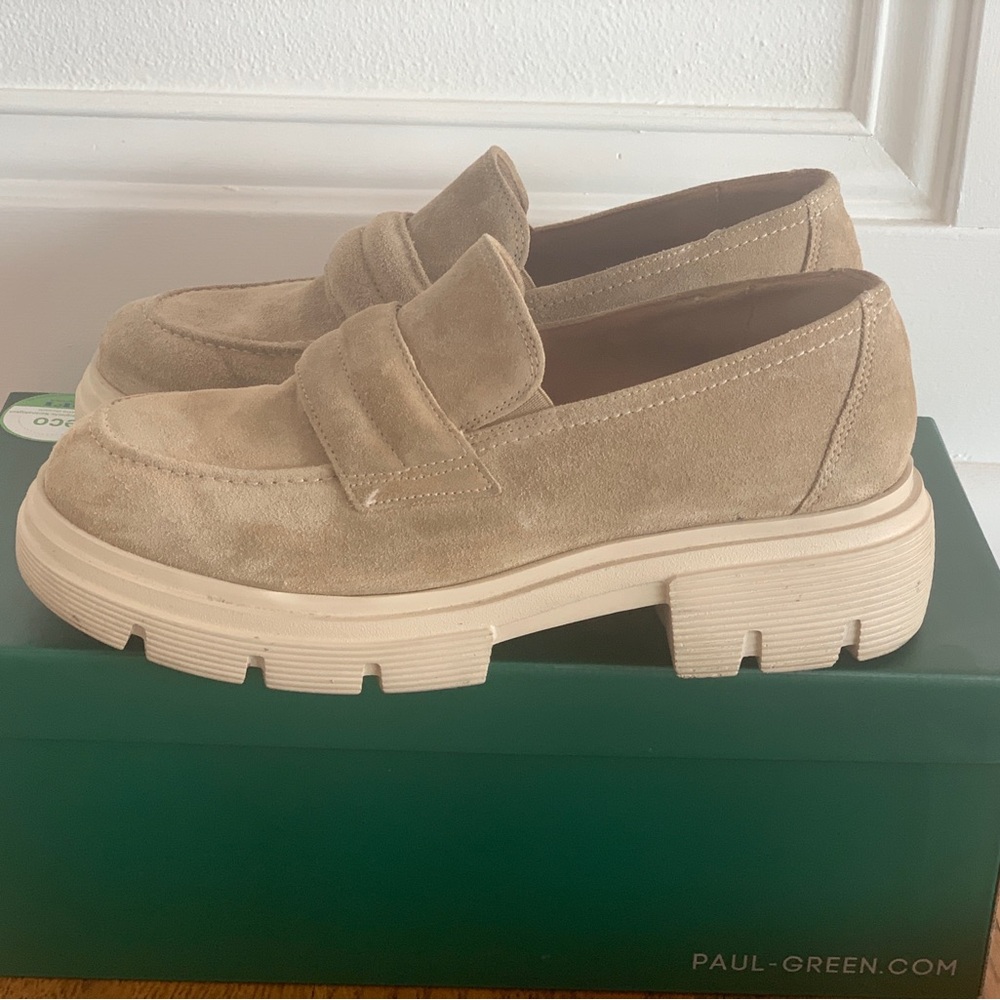 Paul Green Beige Suede Loafers size 7.5